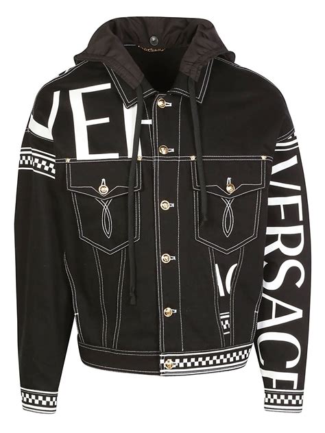 versace collection down jacket black|Versace denim jacket women's.